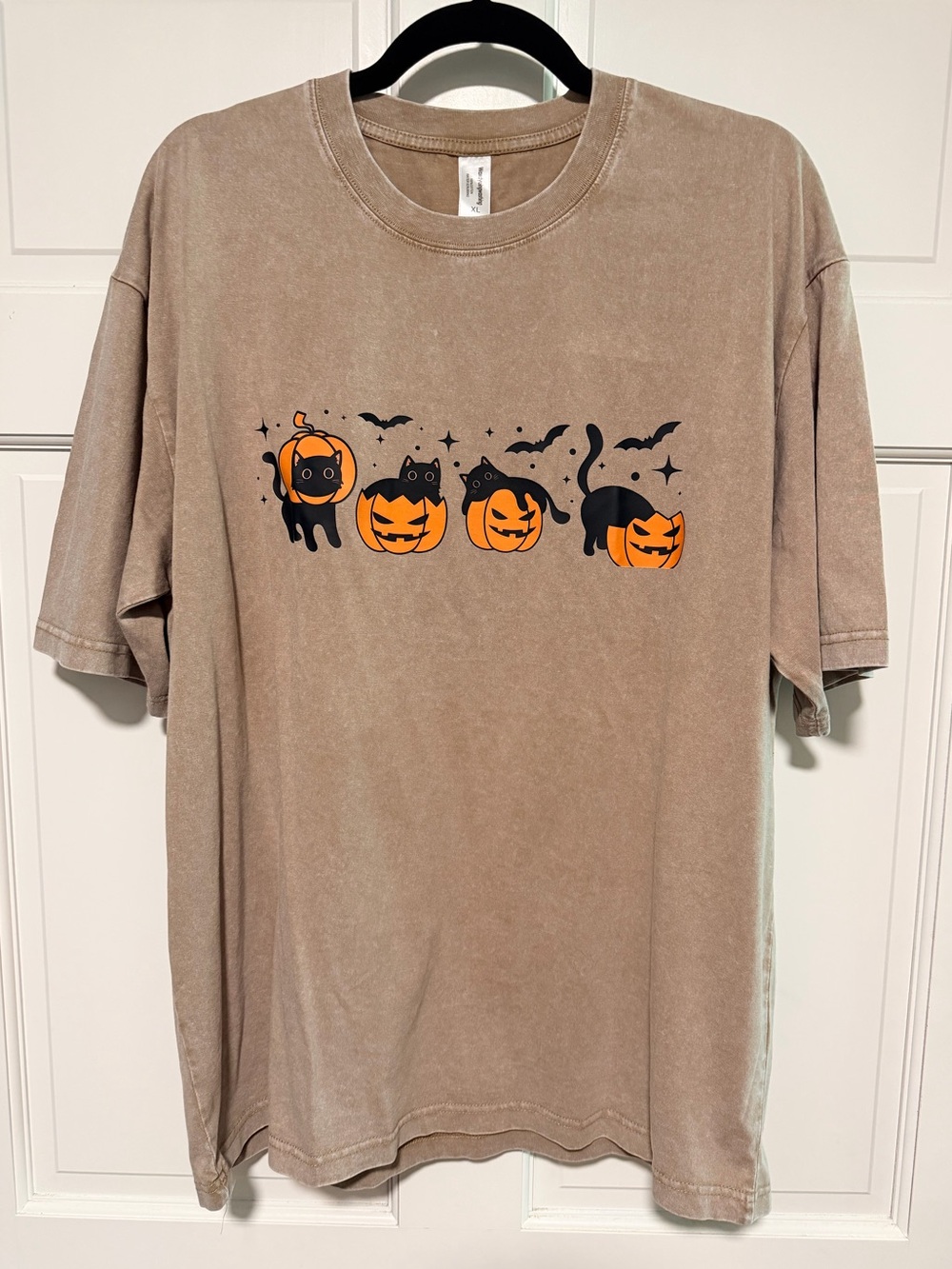 NEW Pumpkin Black Cats Halloween Tee T-Shirt Ghost Claw Clip Floral Pouch Set XL - Picture 3 of 6
